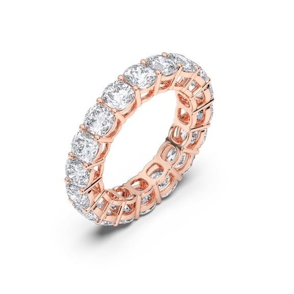 KEEVA JEWELS 7.00 Carat High Quality Cushion Shape Moissanite Eternity Band for Women Made in Rose Gold Plated Silver Size 8.5