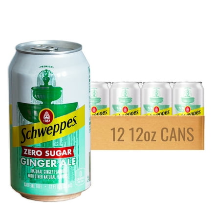 Schweppes Zero Sugar Ginger Ale - Refreshing, Crisp, Delicious - 12, 12oz Cans