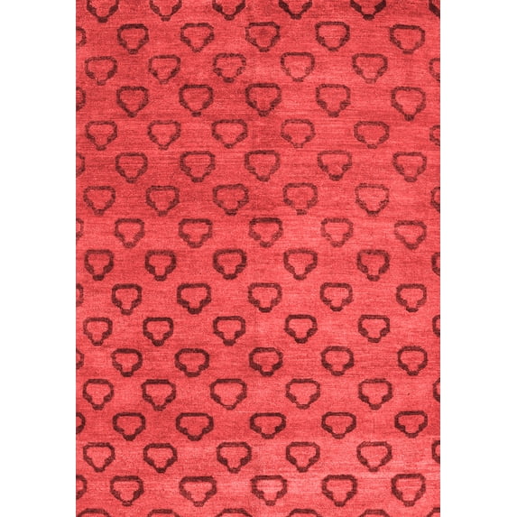 Ahgly Company Indoor Rectangle Abstract Red Modern Area Rugs, 4' x 6'