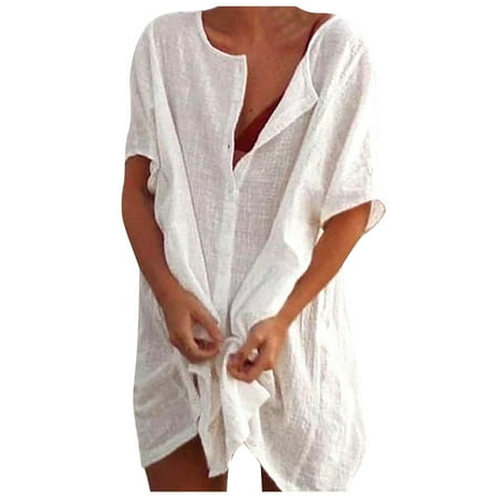

UDAXB Womens Tops Short Sleeve Leisure Summer Solid Chemise L