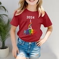 thumbnail image 2 of Toimothcn T-Shirts à Manches Courtes pour Filles Tout-Petits Col Rond Décontracté Sport Imprimé Basique Doux Ample Confortable 6-7 Ans, 2 of 4