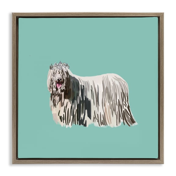 Stupell Industries Glam Long Haired Dog in Crown Brown Floating Frame Canvas Art, 18 x 18, by Amelia Noyes