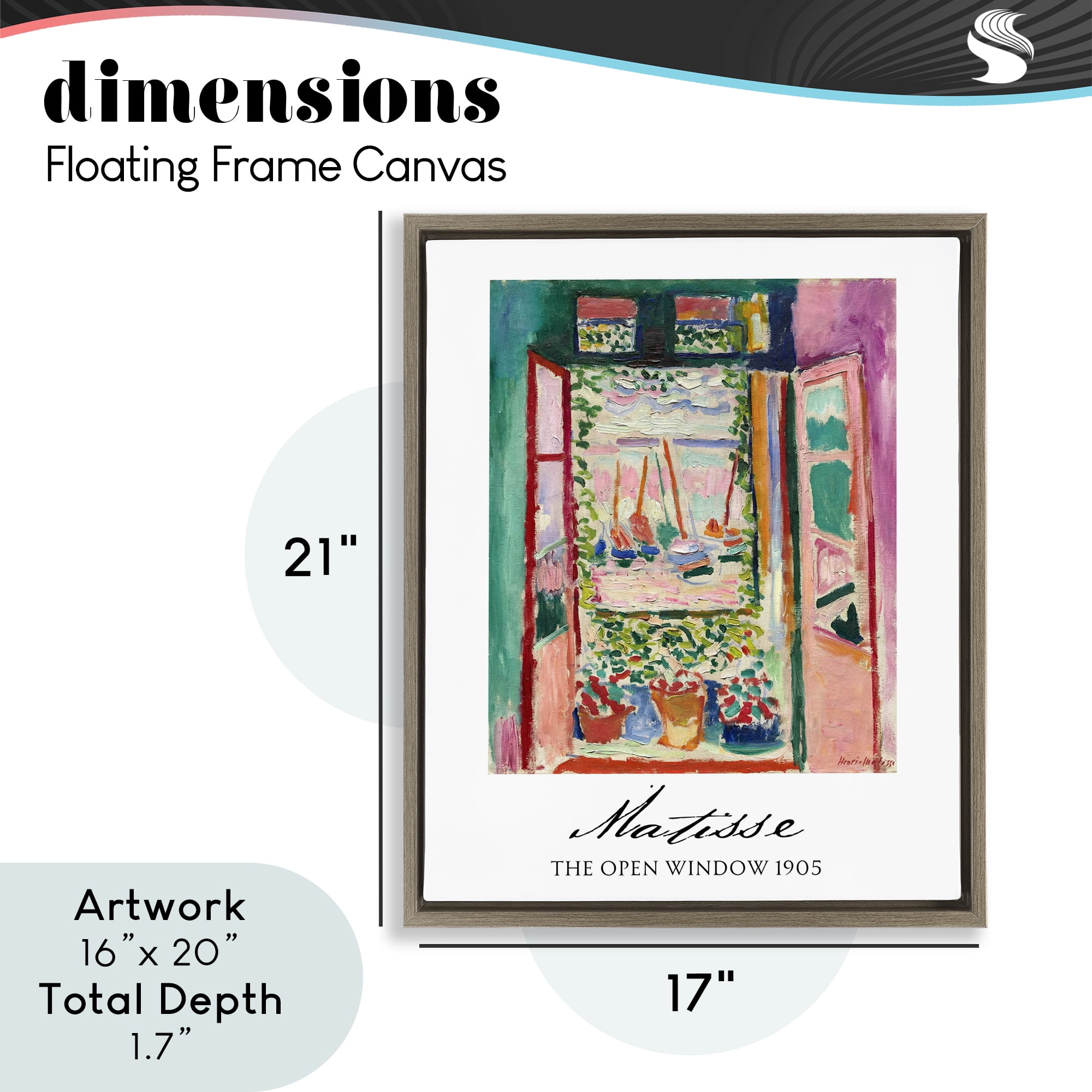 The Open Window Matisse Brown Framed Floater Canvas Wall Art, design by Vintage Hustle