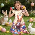 thumbnail image 1 of Cute Easter-print Dress With Small Flying Sleeves For Children Aged 3-10 In Summer, 1 of 9