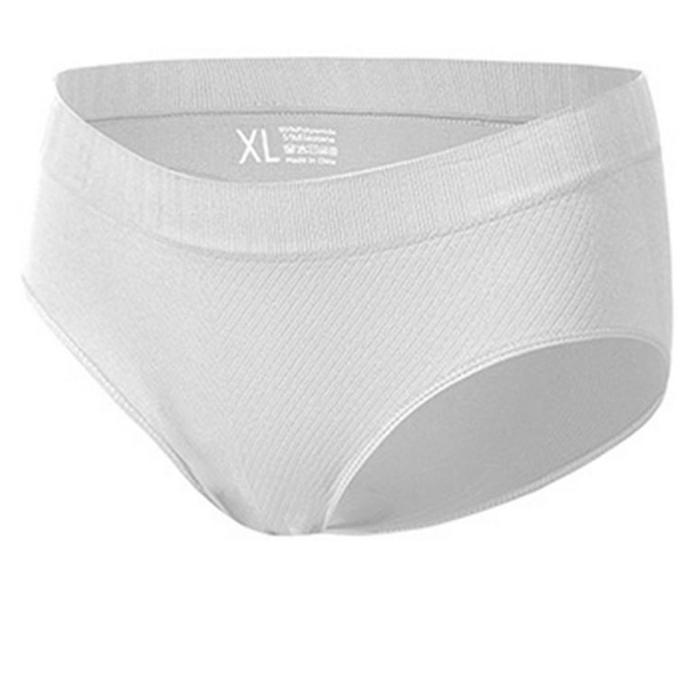 HUPOM Seamless Underwear For Women Womens Silk Panties High waist Comfort  Waist Solid Compression White XL