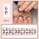 thumbnail image 2 of Uñas postizas KZBTRBT de 24 piezas, cortas, cuadradas, negras estilo francés, 2 of 7