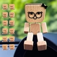 thumbnail image 2 of Shaking Wooden Man Figurine for Car Dashboard Decorations, Handmade Little Wooden Figure That Sways, 12 Magnetic Expressions, Shaking Feet Wooden Doll for Car, 2 of 9