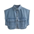 thumbnail image 4 of Timegard Womens Button down Shirt Collared Sleeveless Cropped Streetwear Jean Denim Tops with Pockets, 4 of 8