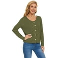 thumbnail image 5 of Women's Lightweight Cardigan Sweater Long Sleeve Crewneck Button Down Knit Cardigan(Green 2XL), 5 of 6
