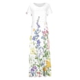 thumbnail image 5 of Staron Robes Décontractées pour Femmes en Liquidation à Moins de 10 $ Mode Décontractée de Printemps Boho Évasée Fluide Longue Robe Maxi Manches Courtes Col Rond Robes de Vacances, 5 of 5
