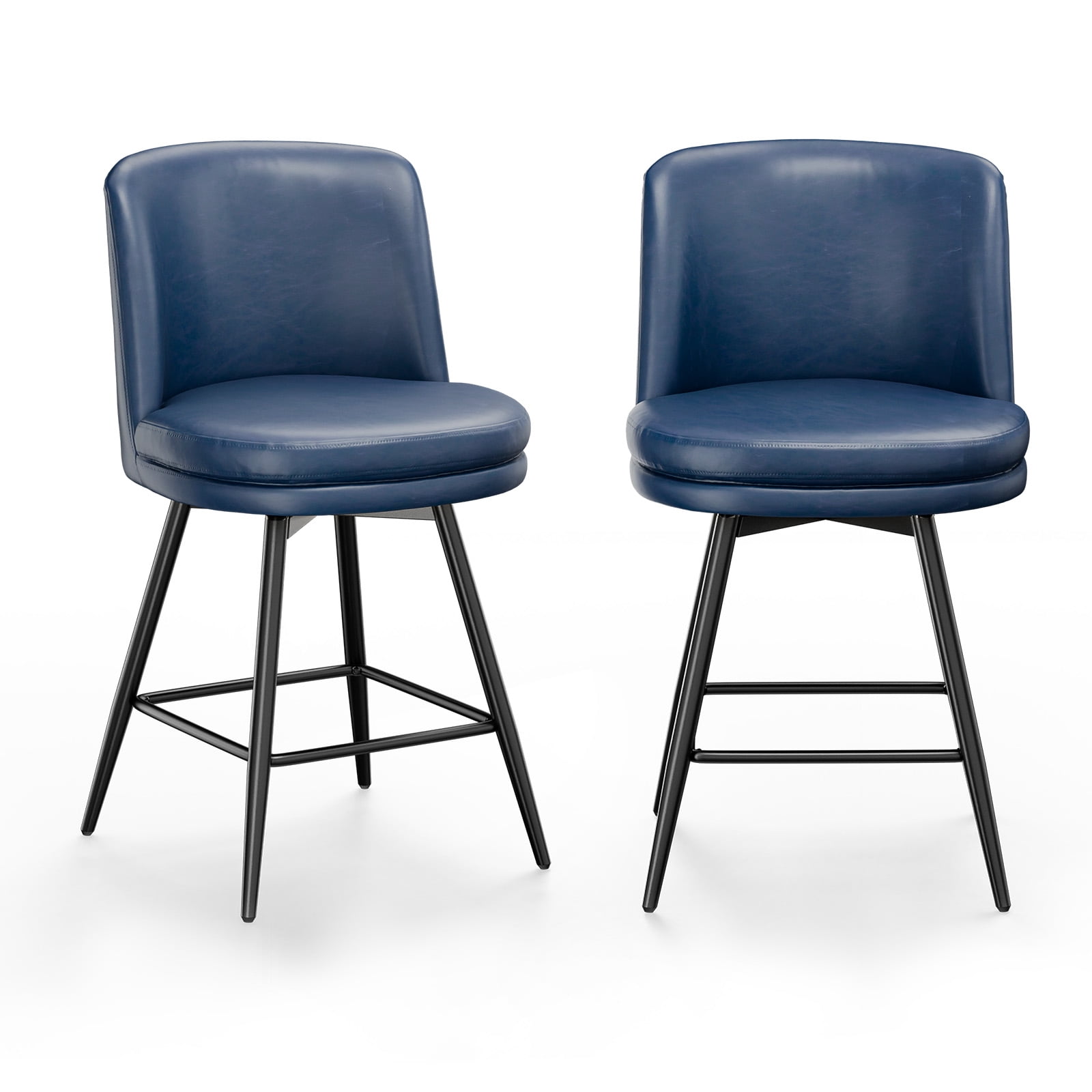 Zimtown Modern Barstools Set of 2, 26" Counter Height Swivel Bar Stools Set with Cushion for Kitchen Island, Dining Room, Bar Chairs, Dark Blue