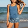 thumbnail image 2 of Girls Ruched Two Piece Swimsuit Set, Side Tie Boy Shorts Bathing Suit, Summer Pool Beachwear for Kids Vacation, 2 of 4