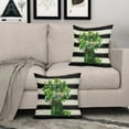 thumbnail image 3 of St Patricks Day Pillow Covers 18x18 Set of 2 Spring Green Vases Lucky Clover Black Stripes Decorative Throw Pillow Cases Outdoor Farmhouse Decoration for Sofa Couch Bed, 3 of 6