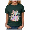 thumbnail image 5 of TOWED22 Halloween Shirts for Women Bow Ghost Shirt Cute Spooky Tshirt Fall Flower Graphic Tees Short Sleeve Casual Tops(Dark Green,XXL), 5 of 8