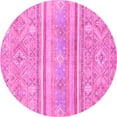 thumbnail image 1 of Ahgly Company Indoor Round Abstract Pink Modern Area Rugs, 4' Round, 1 of 4