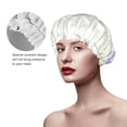 thumbnail image 4 of Kdxio Lavender and Butterfly Print Shower Cap for Women,Elastic and Reusable,Double Waterproof Layers Bathing Hat, 4 of 9