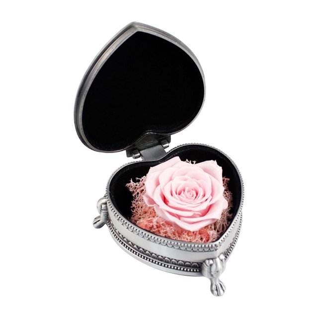 Flor de rosa real preservada en caja de regalo en forma de corazón Rosa eterna Presente para mujeres Eccomum Rosa/Tipo 2