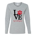thumbnail image 2 of Love My Cat Stole My Heart Red Footprints Animal Lover Womens Graphic Long Sleeve T-Shirt, Heather Grey, X-Large, 2 of 3