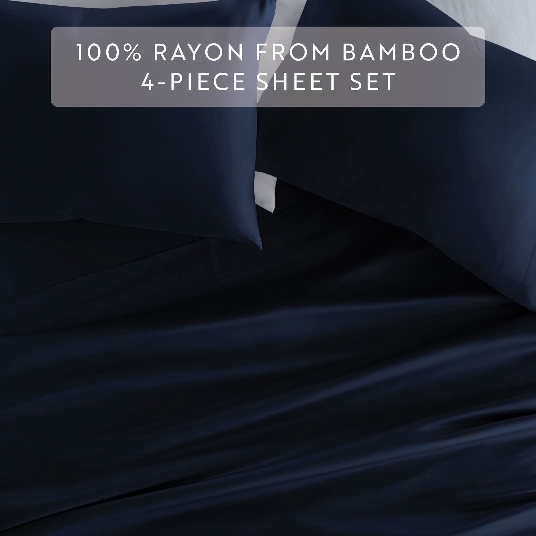 Noble Linens Rayon from Bamboo 4 Piece Luxury Bed Sheet Set, Navy, California King