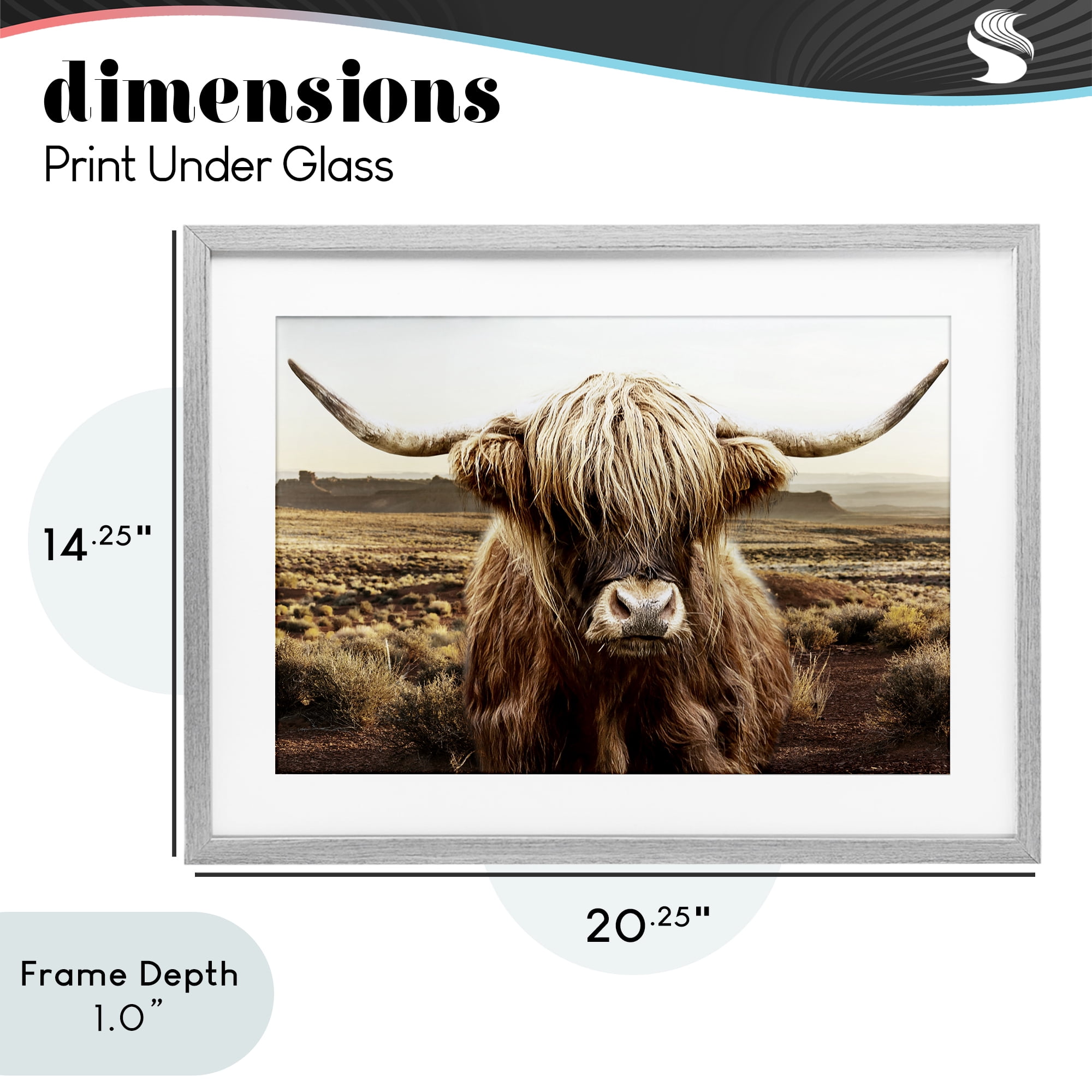 Stupell Industries Rugged Vegetation Cattle Portrait Gray Framed Print Under Glass, design by CAD Designs