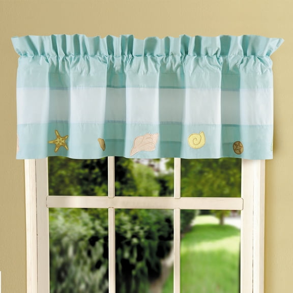 Pastel Shells Children's Room Sea Life Starfish Vacation Coastal Tropical Beach Ocean Bedroom Premium Curtain Window Valance