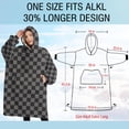 thumbnail image 4 of Oversized Wearable Blanket Hoodie,Gray and Black Checkerboard Pattern Sherpa Blanket Hoodie with Super Pockets,Super Warm Fuzzy Pullover for Women & Men, 4 of 6