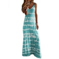 thumbnail image 1 of LUXUR Robe Longue Femme Sans Manches Robe d'Été Col en V Maxi Robes Ample Teinture sur Nœuds Bleu Ciel 4TG, 1 of 2