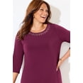 thumbnail image 2 of Catherines Women's Plus Size Embellished Stud Neckline Top, 2 of 6