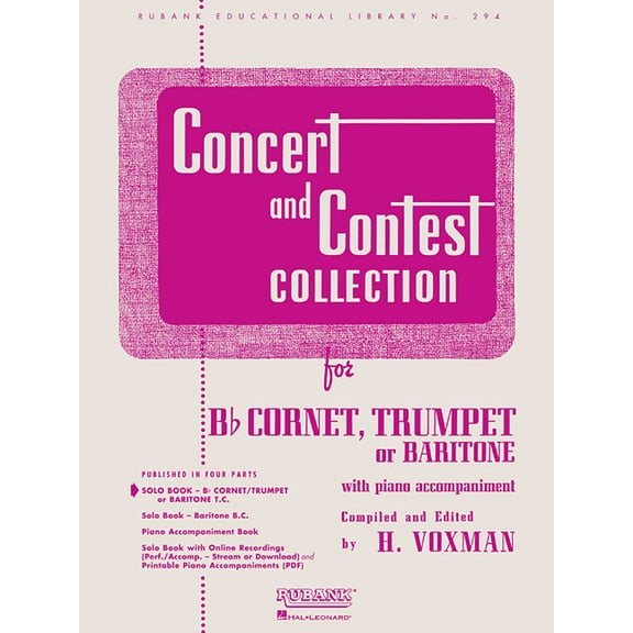 Rubank Educational Library Concert and Contest Collection Voxman - Solo Book Only BB Cornet, Trumpet, Baritone T.C. Classical and Contest Solos She, Book 294, (Paperback)