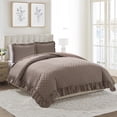 thumbnail image 2 of My Texas House Gingham Ruffle 3-Piece Brown Adult Quilt Set, Full/Queen, 2 of 5