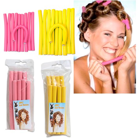 Lot 16 Hair Rollers Curlers Soft Foam Makers Bendy Twist Curls