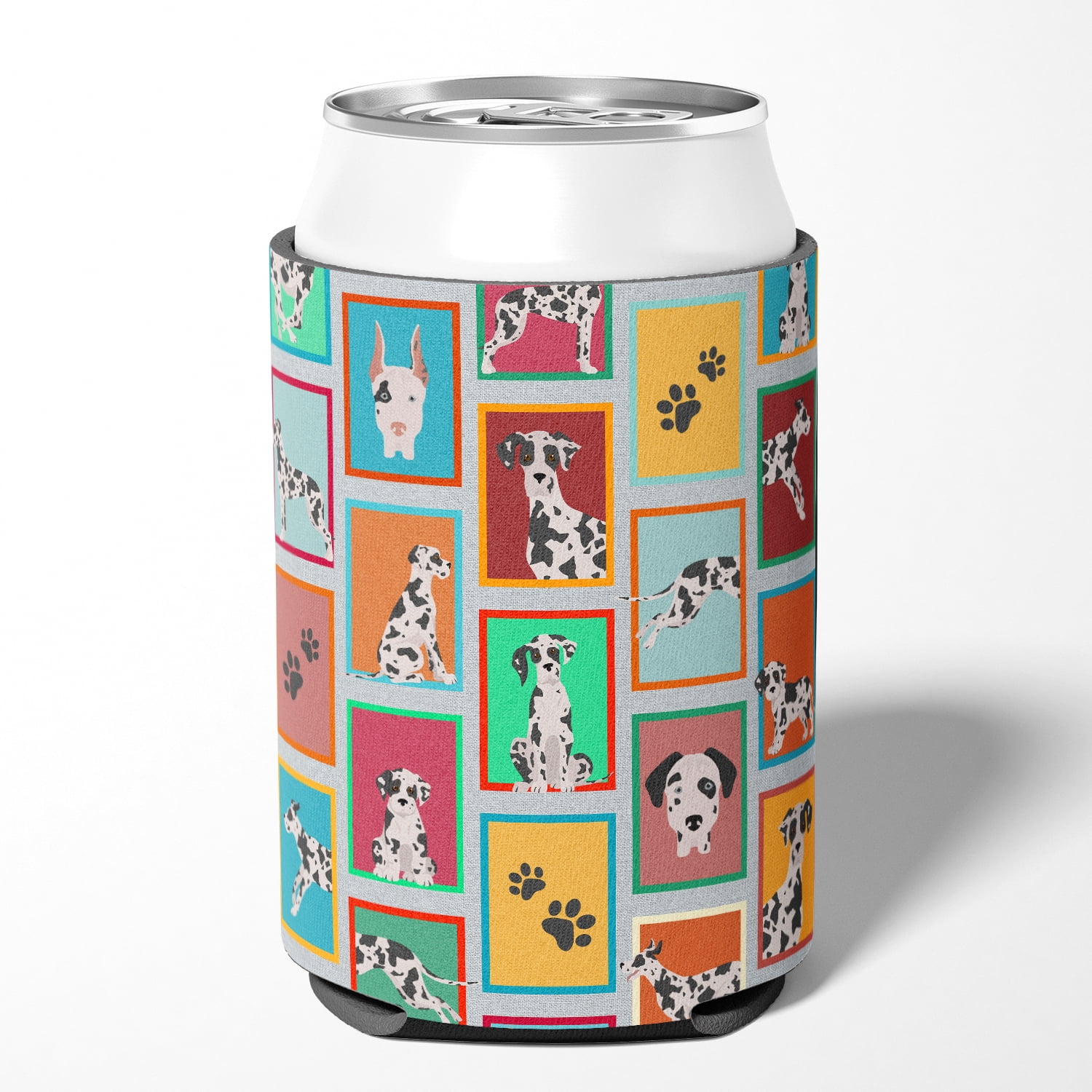 Lots of Harlequin Natural Ears Great Dane Can or Bottle Hugger 3 in x 5 in