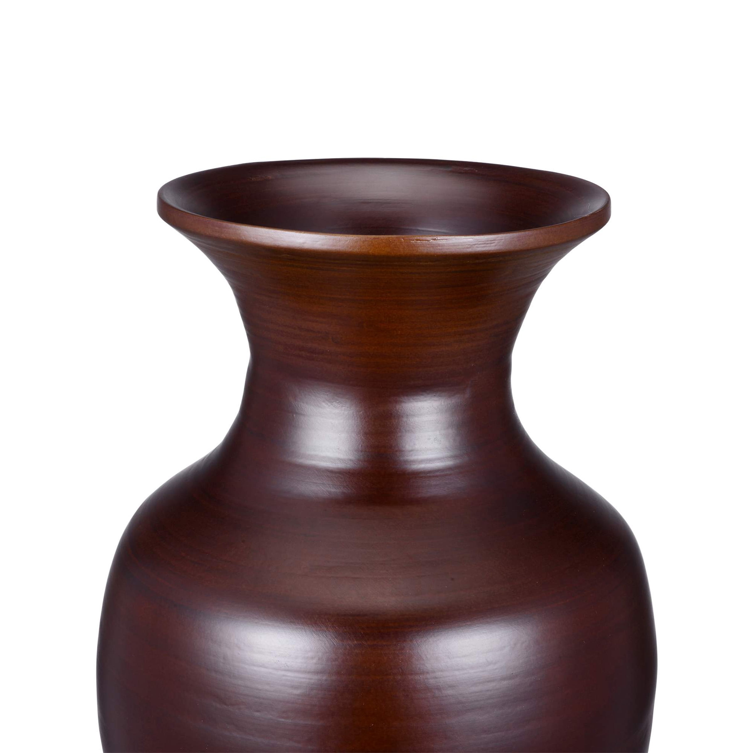Villacera Handcrafted 14? Tall Brown Bamboo Vase , Decorative Glazed Urn Vase for Silk Plants, Flowers, Filler Decor , Sustainable Bamboo