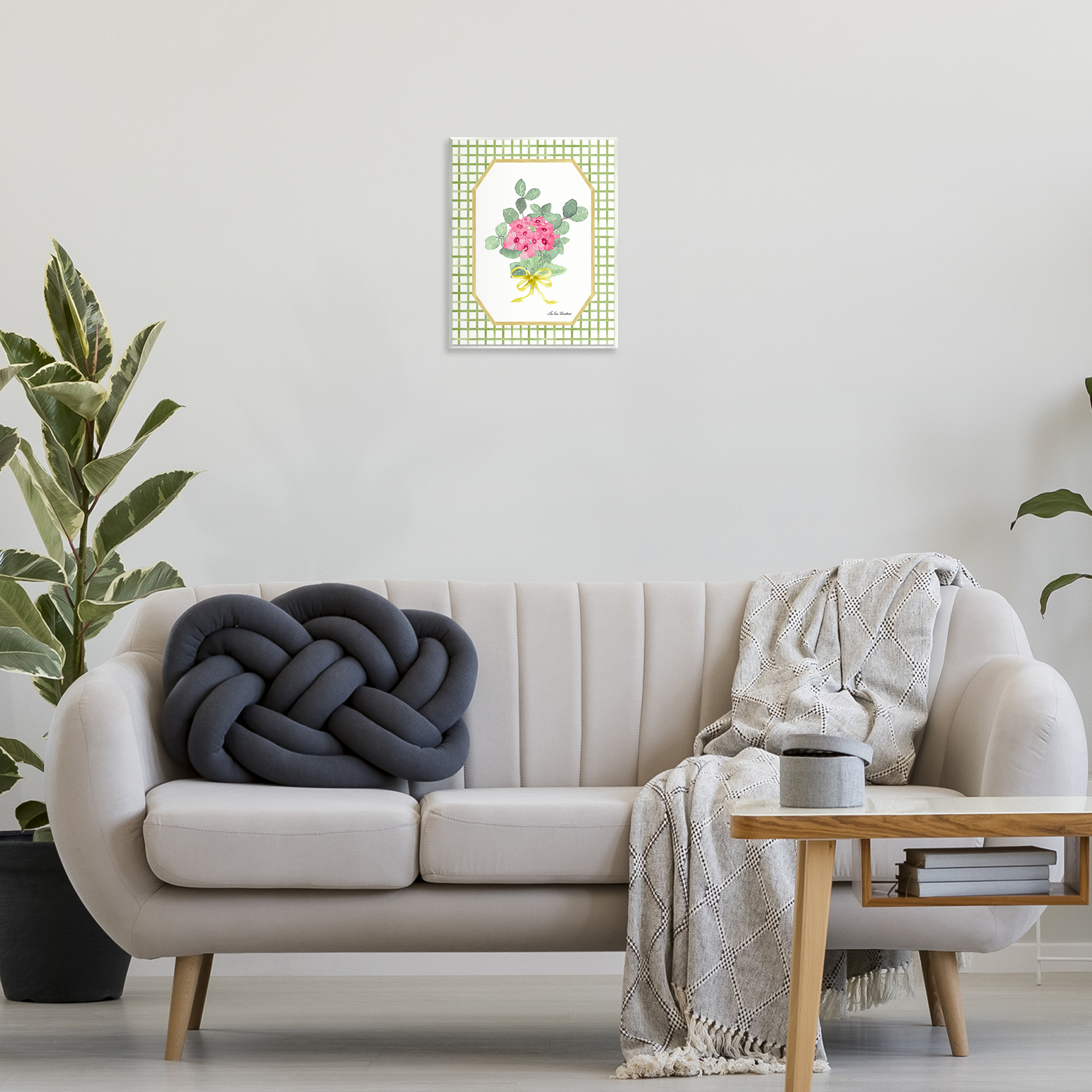 Botanical Story on Grid Pattern Wall Plaque Art, design by Lee Ann Sanders