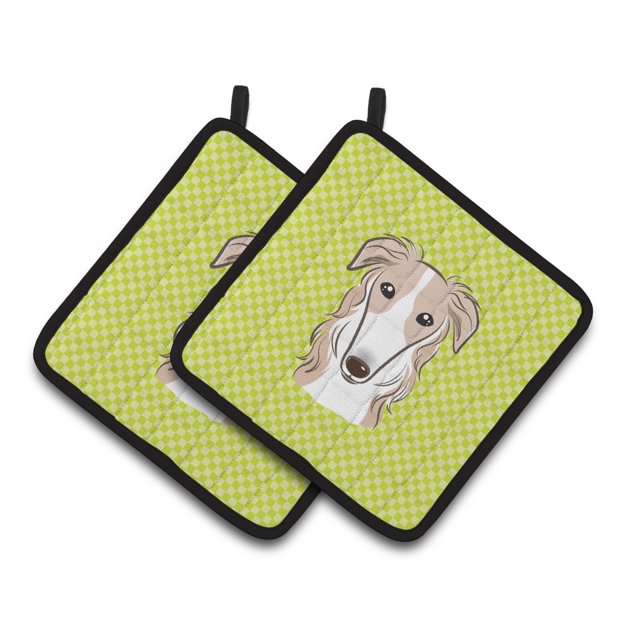 Tablero de ajedrez Borzoi Caroline's Treasures verde lima Par de soportes para macetas BB1290PTHD 7.5HX7.5W Multicolor