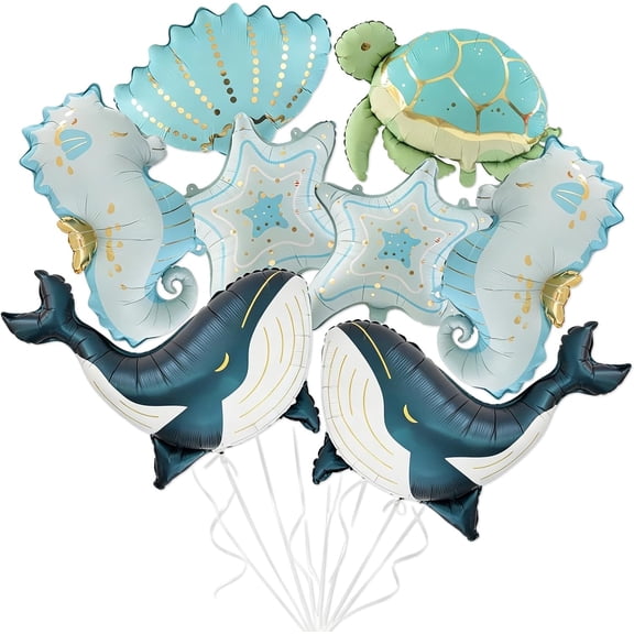 8PCS Ocean Balloons for Boys Birthday, Under the Sea Party Decorations