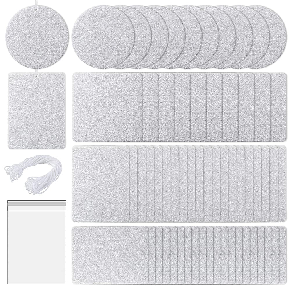Finphoon 60 Pieces Sublimation Air Fresheners Blanks, 4 Styles Air
