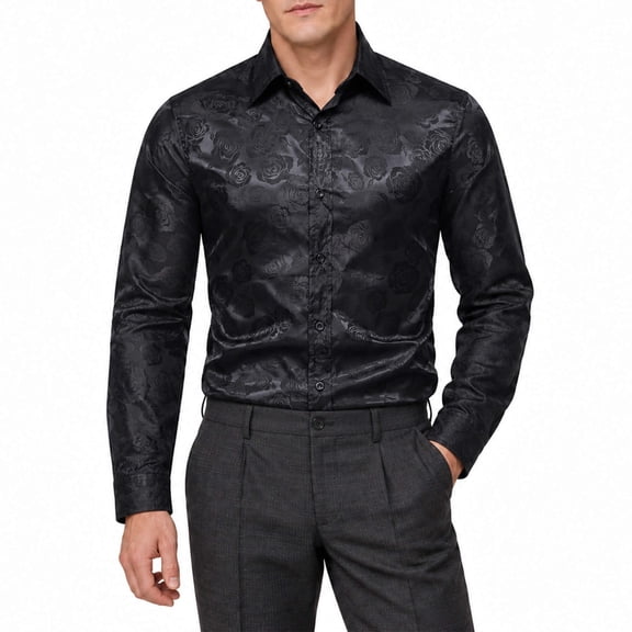 AZoiNM Men's Print Patchwork Casual Shirt Slim Fit Long Sleeve No Pocket
