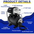 thumbnail image 6 of LANCHEZ 1.6 HP Shallow Well Pump with Pressure Tank, 1340 GPH Stainless Steel Garden Irrigation Pump, 115V Water Transfer Pump, Automatic Water Booster Jet Pump for Home Garden Lawn Farm, Glossy, 6 of 6