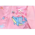 thumbnail image 7 of Girls Swimsuits Ruffled Zipper 2 Piece Swimsuit Long Sleeve Top Shorts Hat 3 Piece Set Pink 7 Y-8 Y, 7 of 7