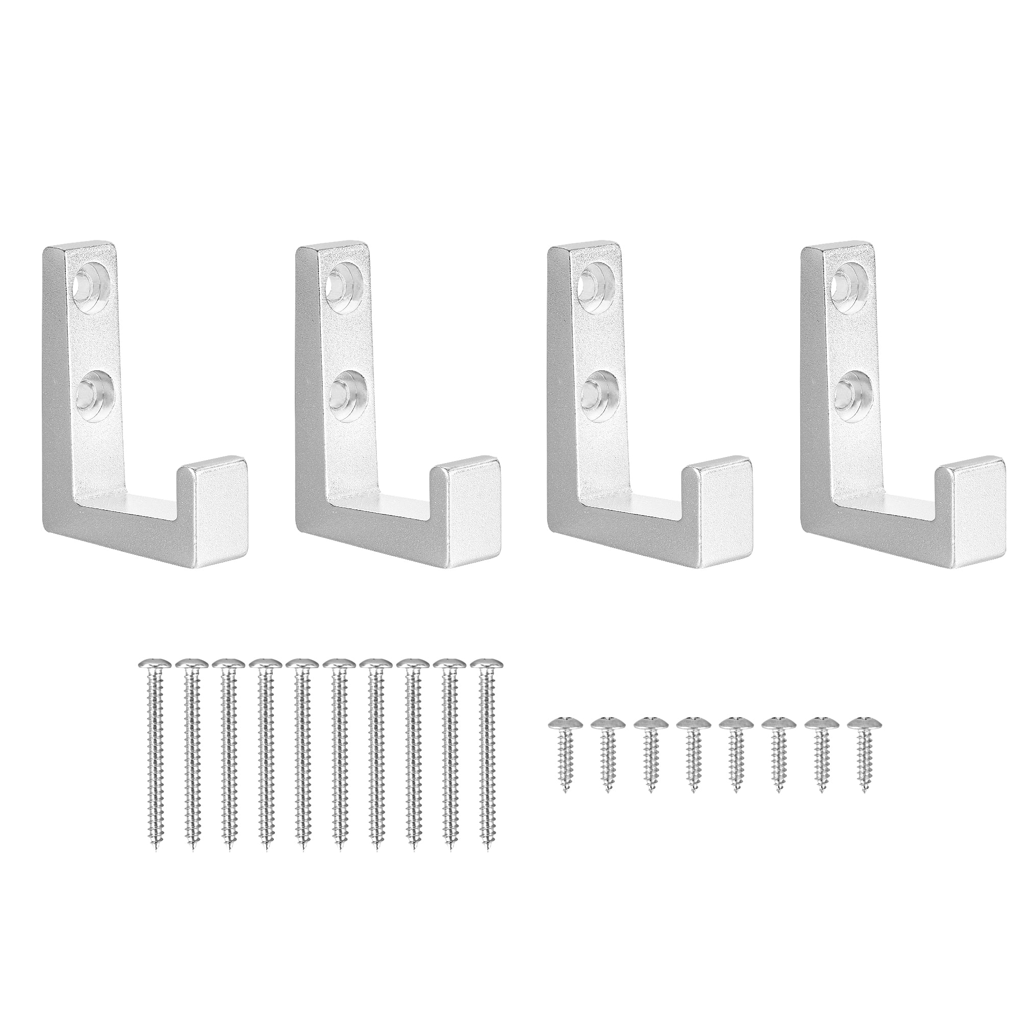 Heavy-Duty Aluminum Wall Hook Door Hanger (4pcs) for Bathroom, Garage, Bedroom, and Living Room to Wall Mount Laptop, Tablet, Kitchen cookware, Tools, Coats, Belt Holder, Keys, Towel, Robe, Purse.…
