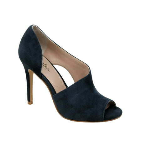 

CHARLES BY CHARLES DAVID Womens Navy Dorsay Padded Raile Round Toe Stiletto Slip On Leather Dress Sandals Shoes 9 M