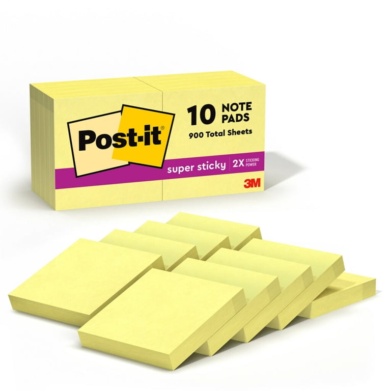 Super Sticky Notes, 2" x 2", Canary Yellow, 10 Pads photo 1
