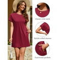 thumbnail image 5 of Fancyglim Dress for Women Summer Short Sleeve T-Shirt Dresses Casual Swing Short Dress with Pockets Burgundy XL, 5 of 7