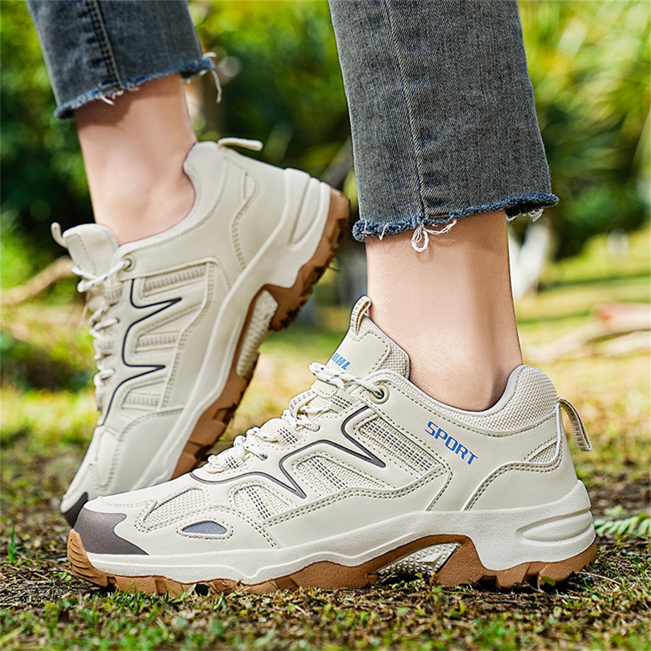 LASUDRAA Mens Womens Non-Slip Hiking Shoes Breathable Lightweight Outdoor Trekking Sneakers for Walking Camping