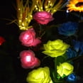 thumbnail image 3 of [Upgraded 5 Flowers] Solar Lights Outdoor Garden Decor Rose Stake Lights, Waterproof Realistic Artificial Flowers for Outdoor Flower Bed Patio Yard Pathway Memorial Cemetery Grave Decorations, Yellow, 3 of 8