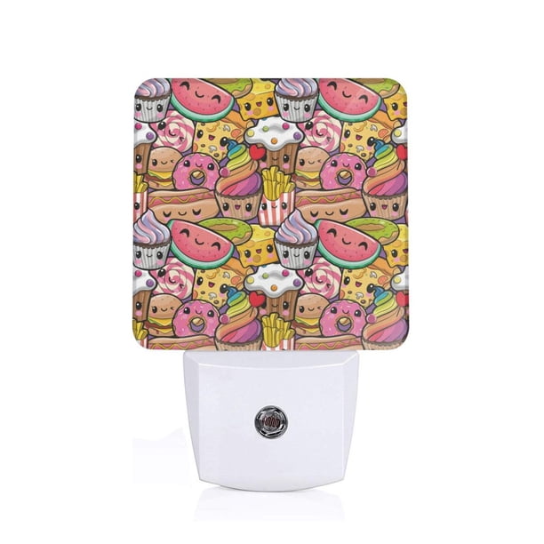 Balery Fruit-Flavored Ice-Cream Luz Nocturna LED con Sensor Automático, Enchufe con Sensor Crepuscular, Luz Suave de 0.5W para Dormitorio, Pasillo, Baño-US