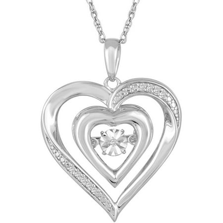 Diamond Accent Sterling Silver Movement Heart Pendant, 18