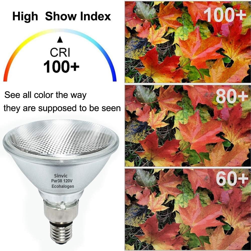 Sinvic 2PCS PAR38 Halogen Dimmable Flood Light 80W (100W Equiv.) 1500LM High Brightness, Long Lasting Warm White with E26 Base for Indoor/Outdoor