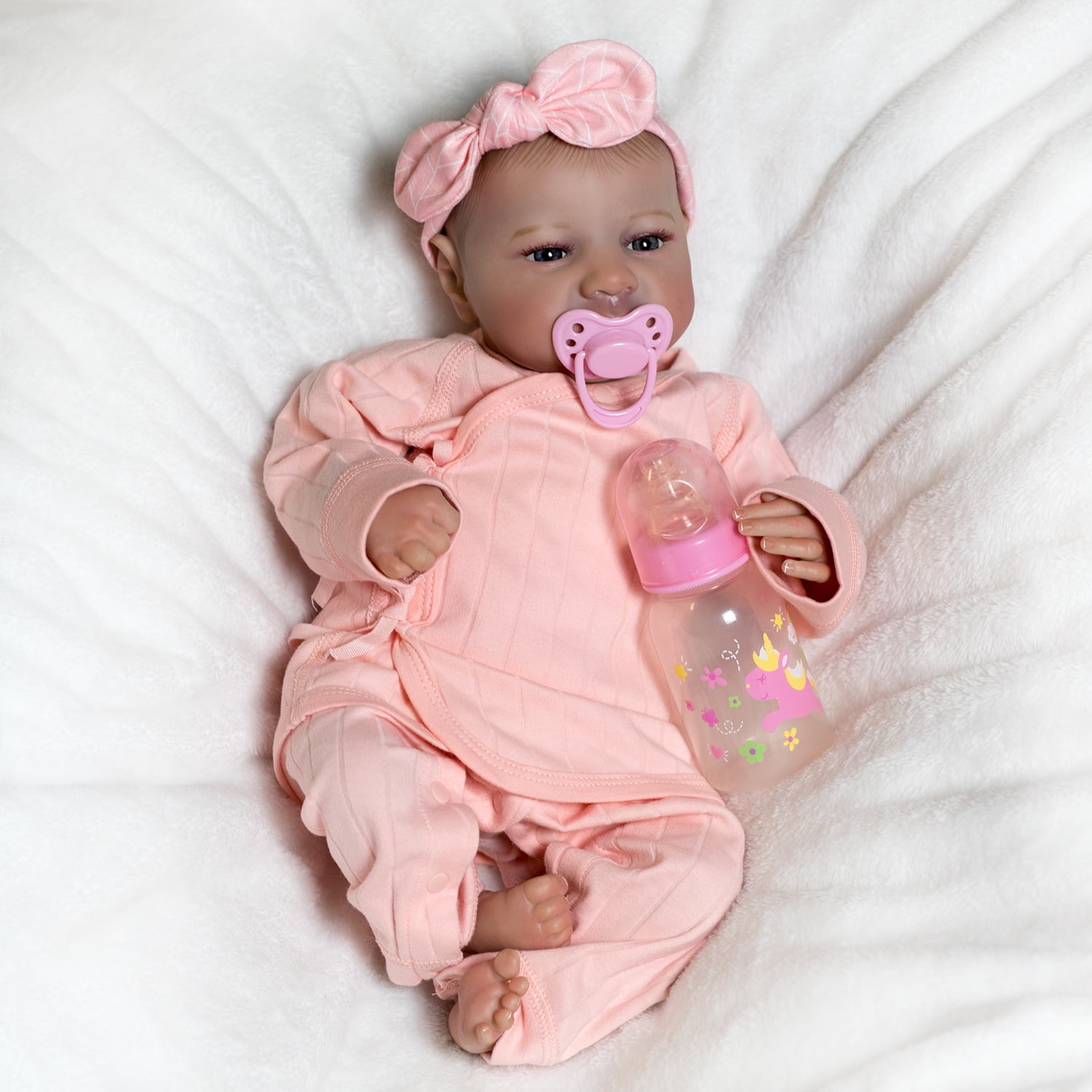 18 inch  Soft Cloth Body Reborn Baby Doll Handmade Real Life Newborn Girl Doll with Accessories Gift Box